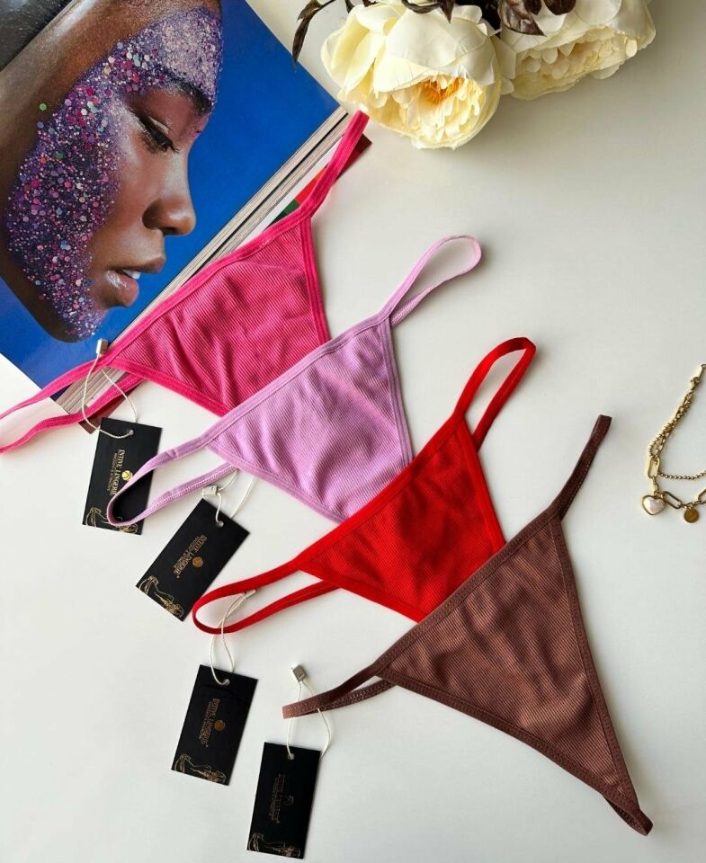 Lenora Kadın Fitilli %97 Pamuklu Günlük Kullanım Kaliteli String Kırmızı - L