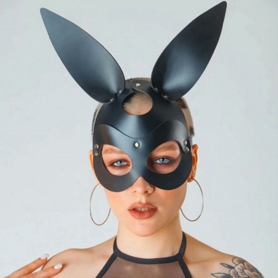 Kadın Seksi Fantezi Deri Bunny Maske