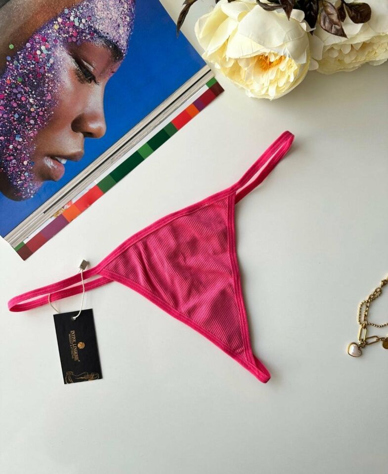 Lenora Kadın Fitilli %97 Pamuklu Günlük Kullanım Kaliteli String Pembe - XS