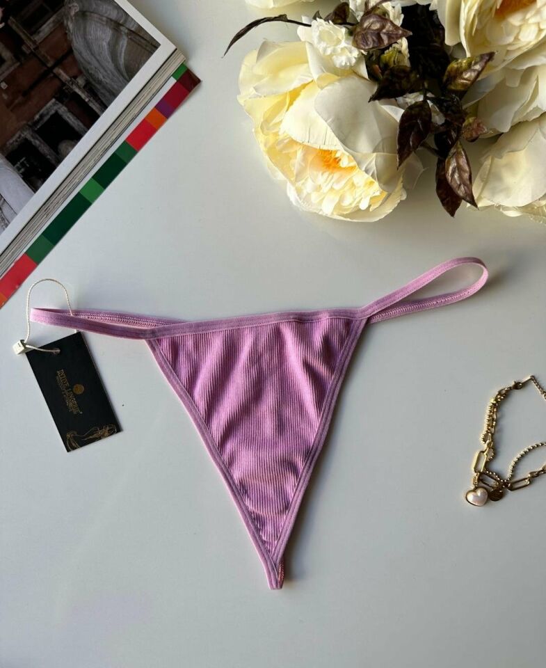 Lenora Kadın Fitilli %97 Pamuklu Günlük Kullanım Kaliteli String Lila - L