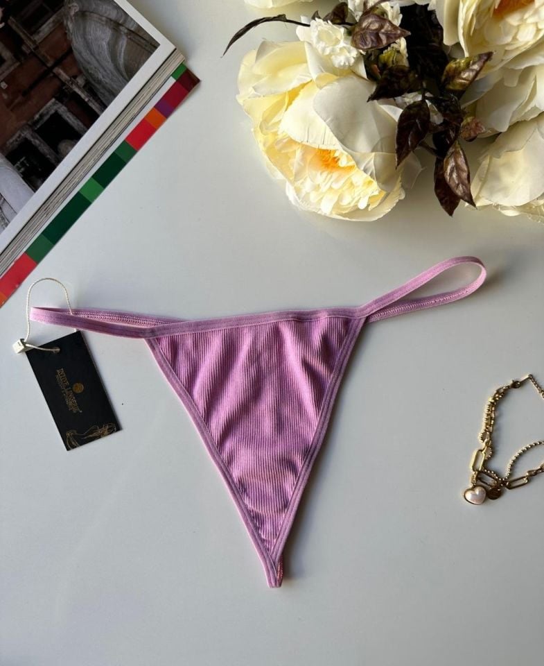Lenora Kadın Fitilli %97 Pamuklu Günlük Kullanım Kaliteli String Lila - XS