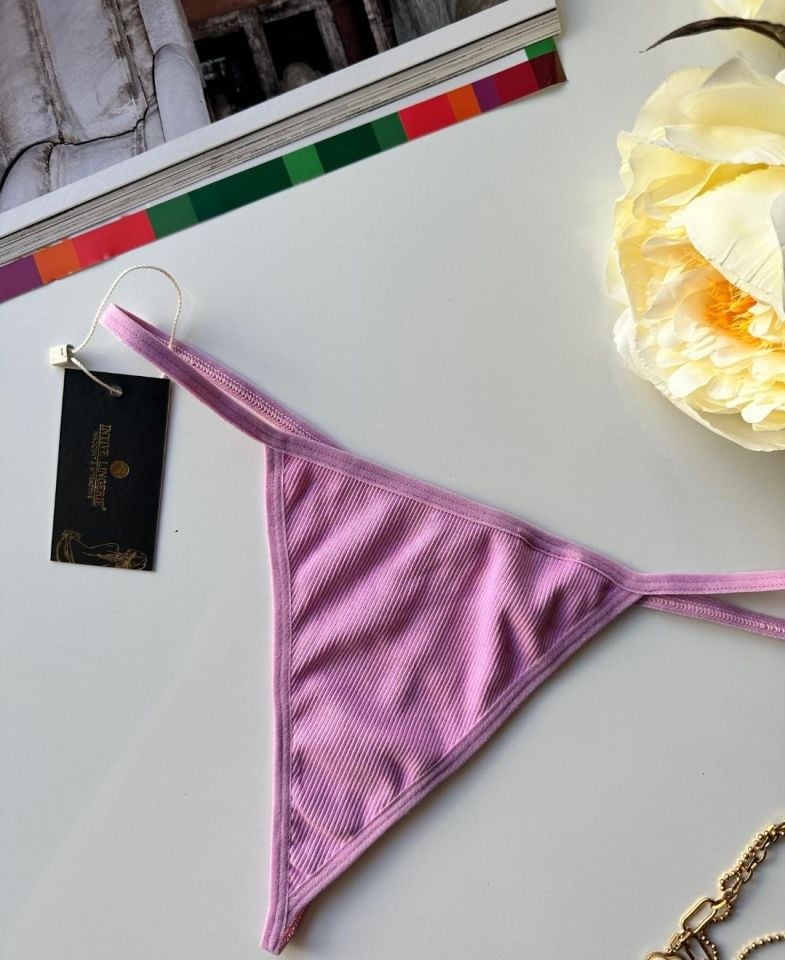 Lenora Kadın Fitilli %97 Pamuklu Günlük Kullanım Kaliteli String Lila - XS