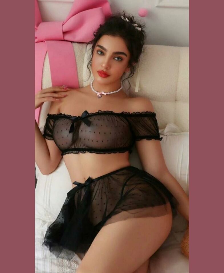 Intive Puantiye Desen Tül Siyah Transparan Mini Crop Etek Tanga Takım Siyah - S/M