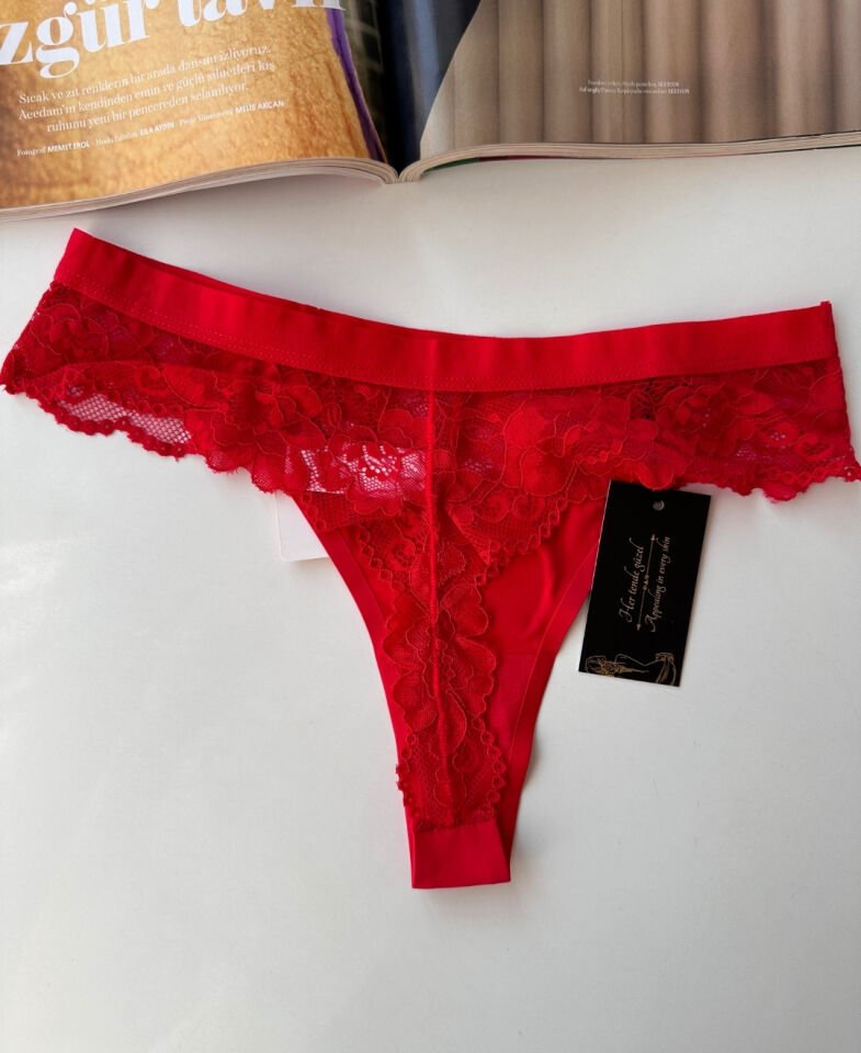 Orijinal Lazer Kesim Üstün Kalite Spandex Invisible Dikişsiz Dantelli Tanga - 2801 Pudra  - L