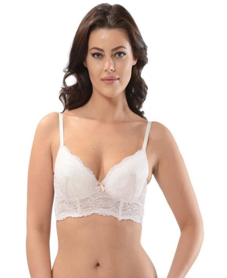 NBB Dantelli Kaplı Balenli Push-up Korse Tasarım Sütyen- 4568 Ekru - 75B
