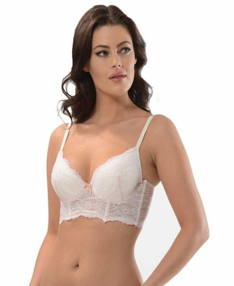 NBB Dantelli Kaplı Balenli Push-up Korse Tasarım Sütyen- 4568 Ekru - 75B