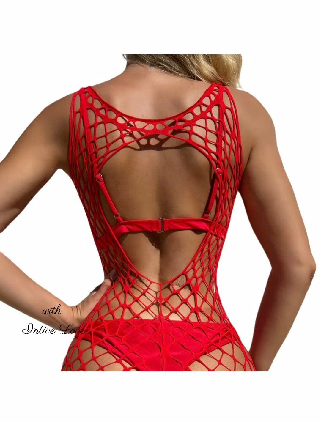Intive Geniş File Kırmızı Uzun Kollu Mini Çorap Elbise/Babydoll/Pareo Kırmızı - Standart