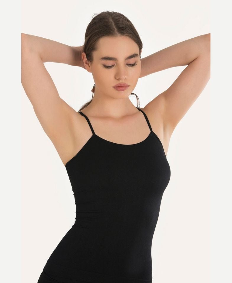 NBB İnce Askılı U Yaka Dikişsiz Seamless Atlet -2433 Siyah - XL