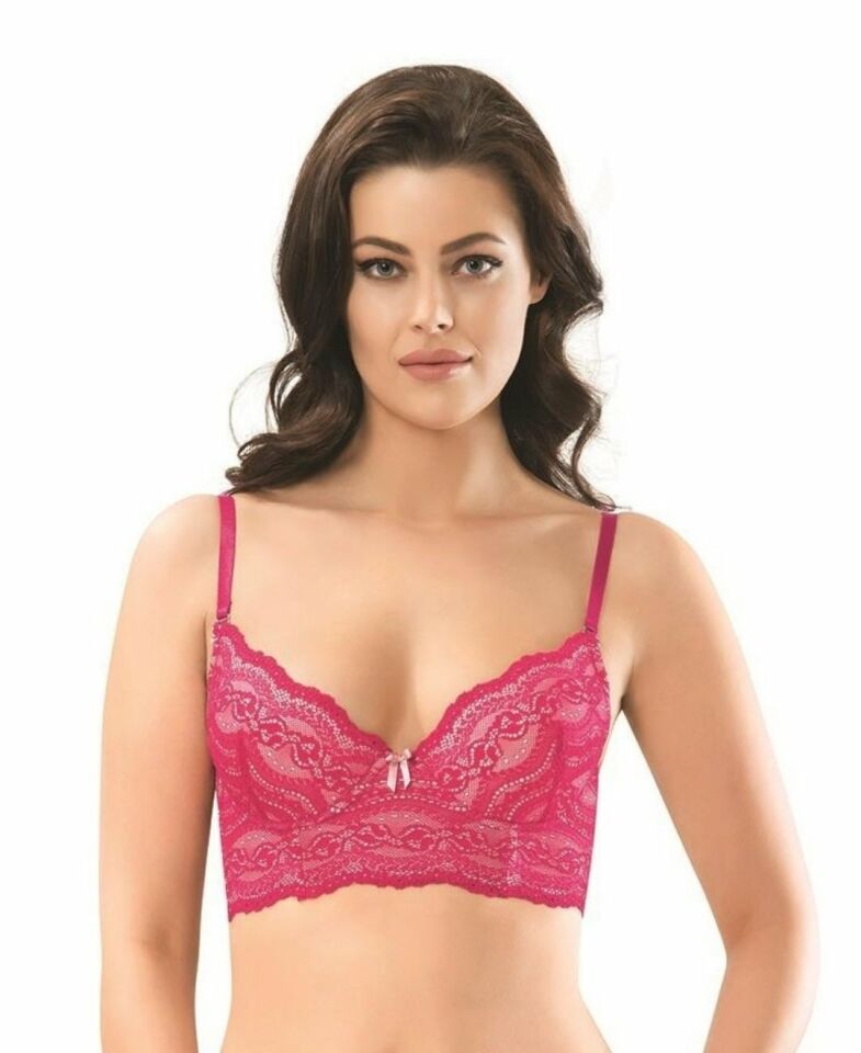 NBB Dantelli Kaplı Balenli Push-up Korse Tasarım Sütyen- 4568 Fuşya - 85B