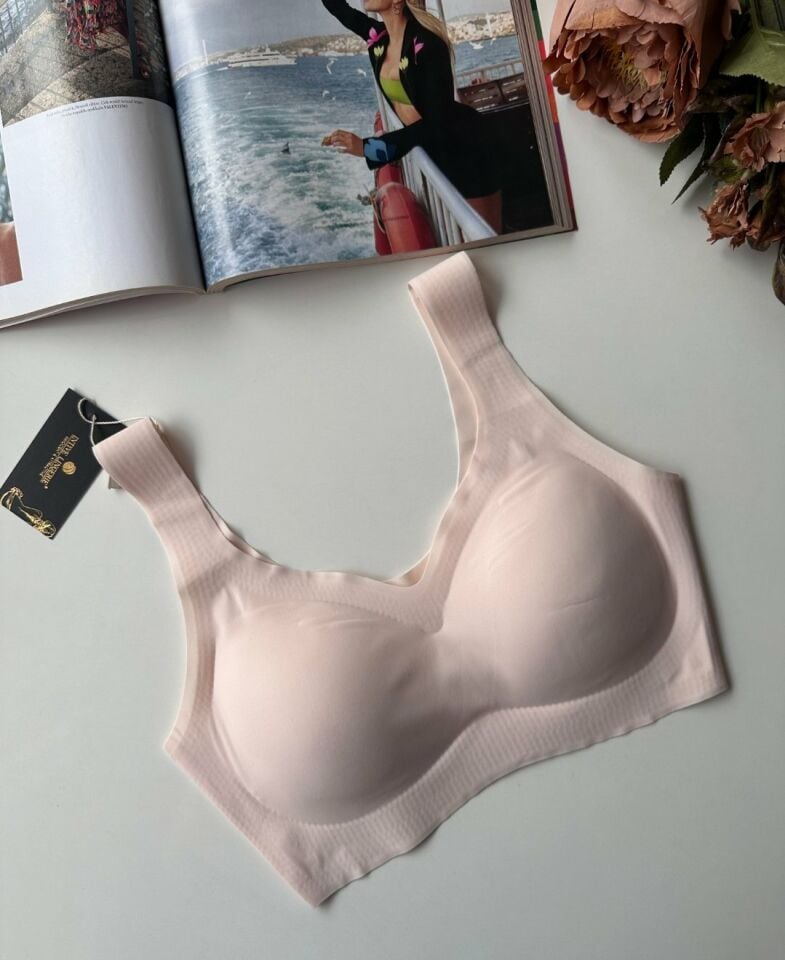 Carla Balensiz Dikişsiz Push-up Invisible Ice-Silk (Görünmez) Sütyen - İthal Bra Pudra  - M