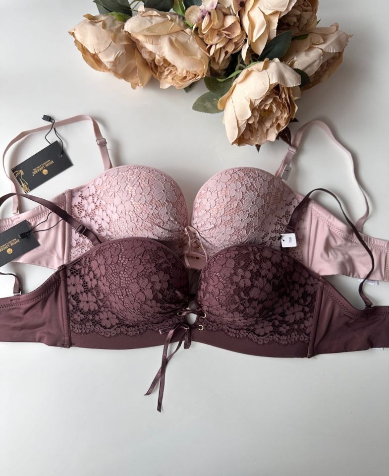 Marissa İthal Dantelli El Cuplı Double Push-up Silikonlu Askılı/Askısız Sütyen Acı Kahve - 85B