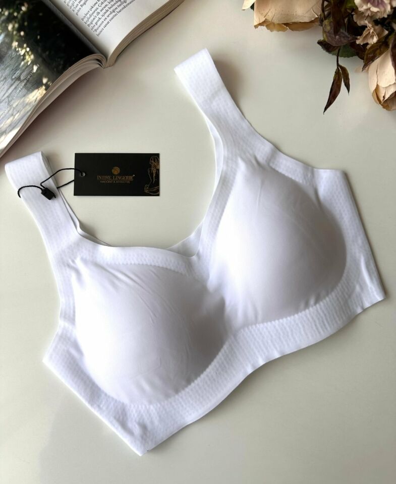 Carla Balensiz Dikişsiz Push-up Invisible Ice-Silk (Görünmez) Sütyen - İthal Bra Beyaz - XL