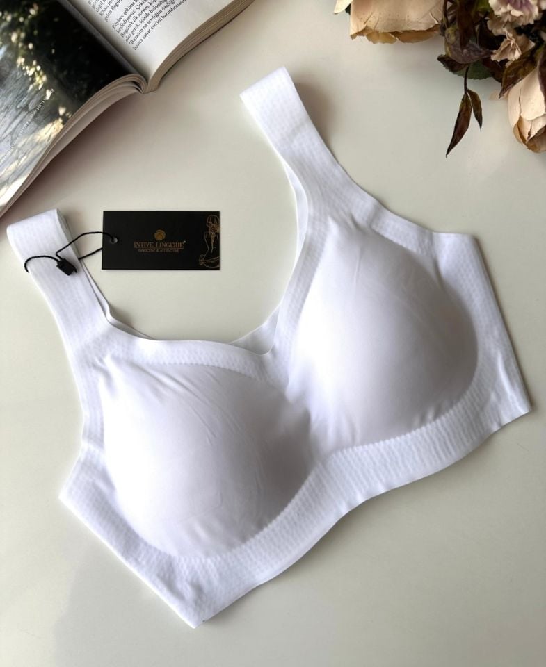 Carla Balensiz Dikişsiz Push-up Invisible Ice-Silk (Görünmez) Sütyen - İthal Bra Beyaz - 2XL