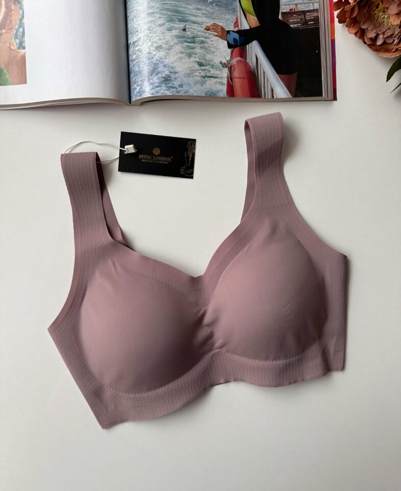 Carla Balensiz Dikişsiz Push-up Invisible Ice-Silk (Görünmez) Sütyen - İthal Bra Gül Kurusu - 2XL