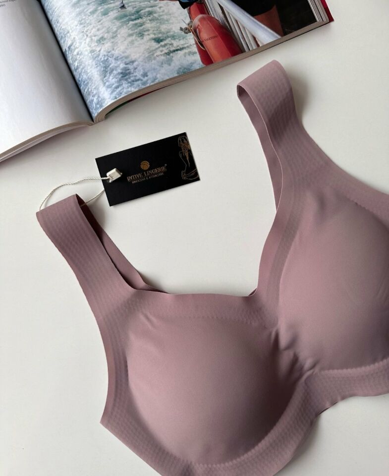 Carla Balensiz Dikişsiz Push-up Invisible Ice-Silk (Görünmez) Sütyen - İthal Bra Gül Kurusu - 2XL