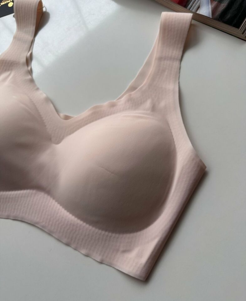 Carla Balensiz Dikişsiz Push-up Invisible Ice-Silk (Görünmez) Sütyen - İthal Bra Pudra  - 2XL