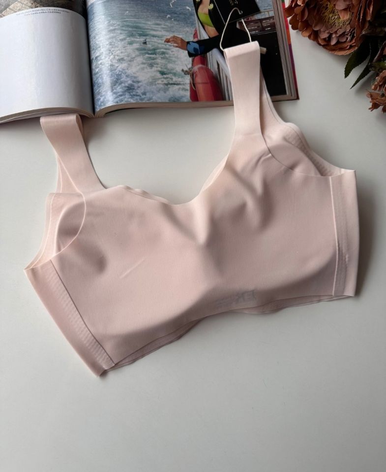 Carla Balensiz Dikişsiz Push-up Invisible Ice-Silk (Görünmez) Sütyen - İthal Bra Pudra  - 2XL