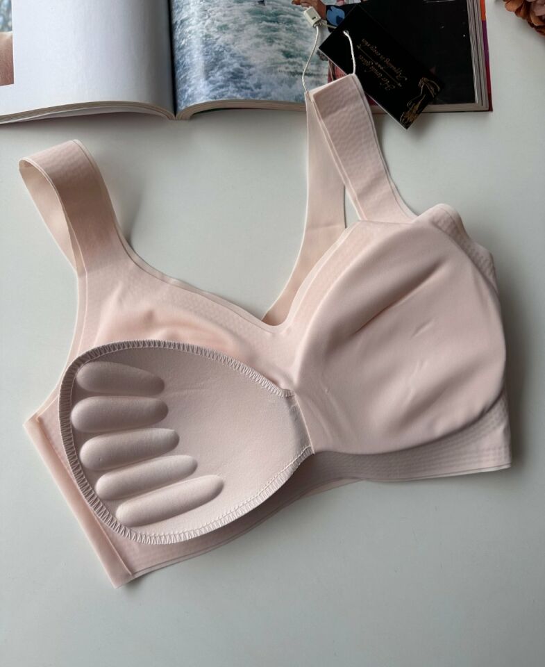 Carla Balensiz Dikişsiz Push-up Invisible Ice-Silk (Görünmez) Sütyen - İthal Bra Pudra  - 2XL