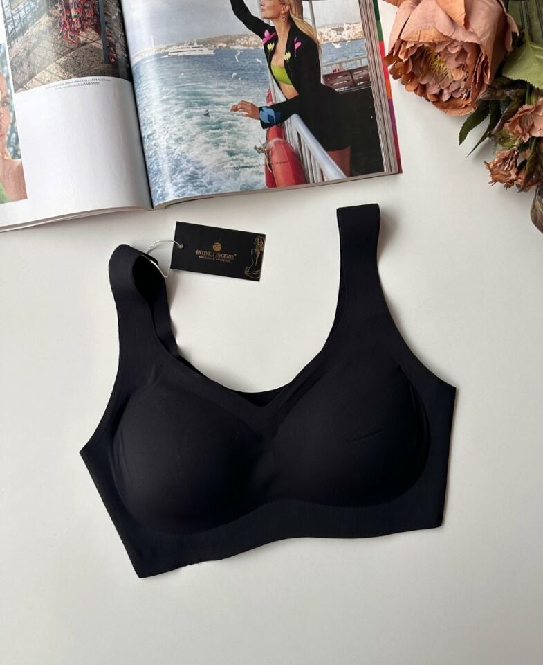 Carla Balensiz Dikişsiz Push-up Invisible Ice-Silk (Görünmez) Sütyen - İthal Bra Siyah - 2XL