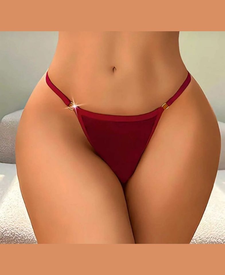 Kadın Bordo Taşlı -Kiss Me- Yazılı G-string-8023 Bordo - L/XL