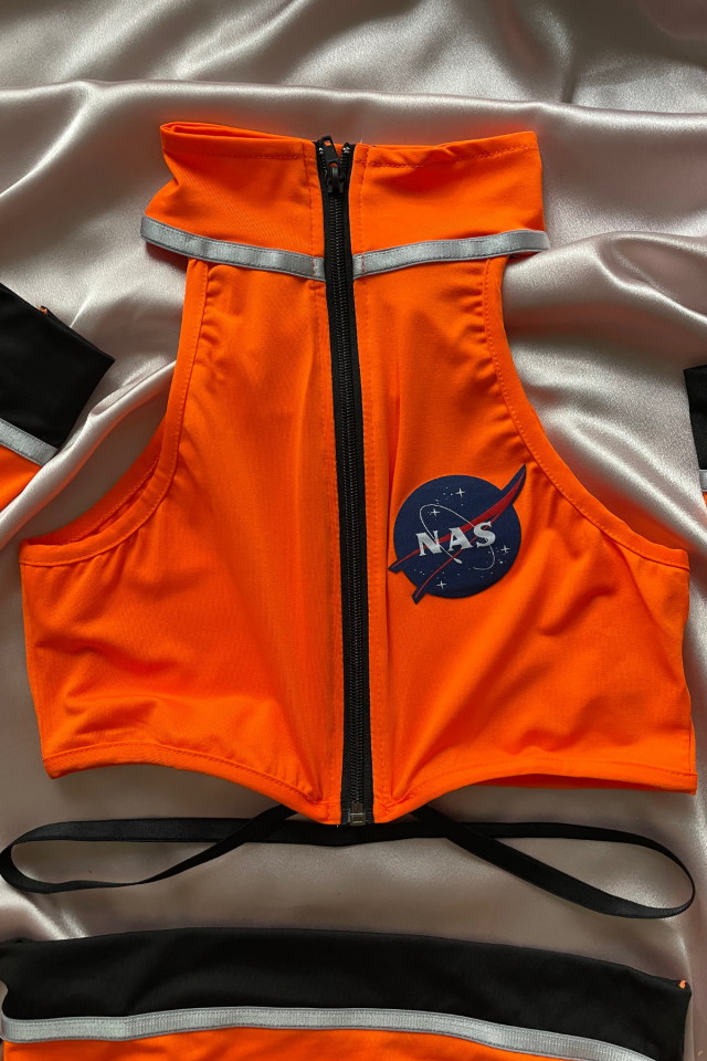 Kadın Turuncu Fantezi Nasa Kadın Kostüm (Eldiven-tanga- büstiyer) Turuncu - XL