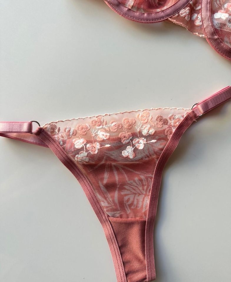 Helana Pudra/Gül Kurusu Çiçek Desenli Sütyen Tanga Takım (Limited) Gül kurusu, pembe - 80