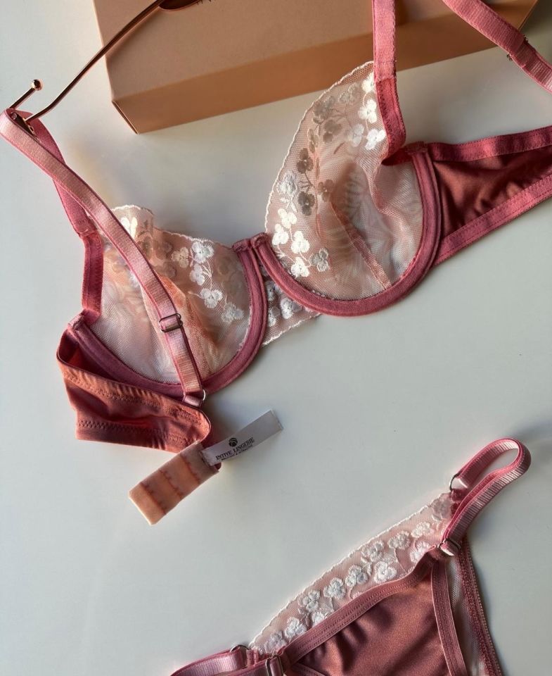 Helana Pudra/Gül Kurusu Çiçek Desenli Sütyen Tanga Takım (Limited) Gül kurusu, pembe - 80