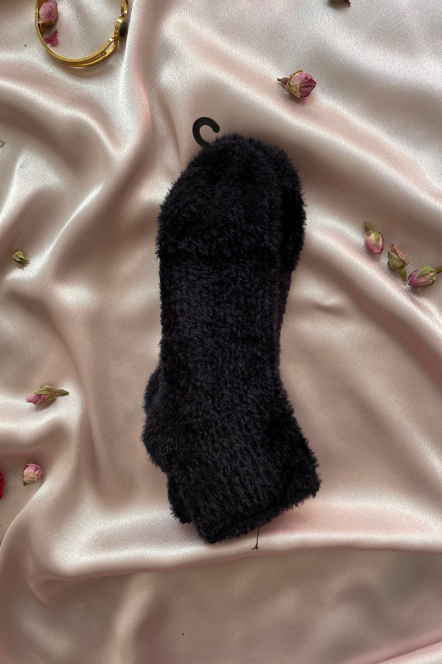 Kadın Peluş Termal Yumuşacık Kışlık Uyku Çorabı/Ev Çorabı Pudra  - Tek Ebat