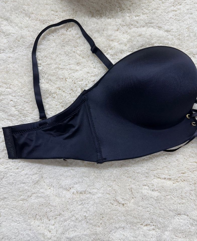 Marissa Basic İthal El Cuplı Double Push-up Kaydırmaz Silikonlu Straplez Sütyen Siyah - 80B