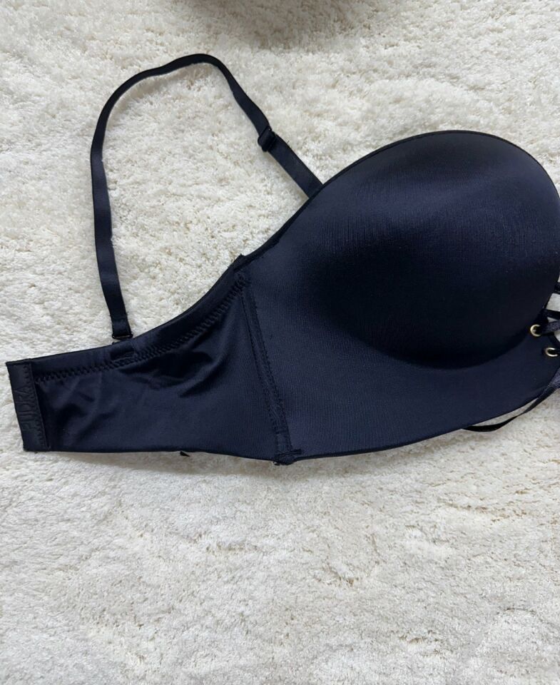 Marissa Basic İthal El Cuplı Double Push-up Kaydırmaz Silikonlu Straplez Sütyen Siyah - 85B