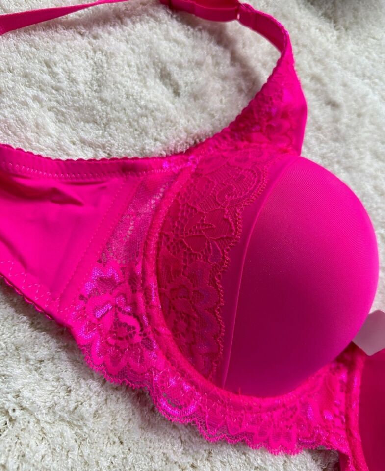 FK Lingerie Dantelli Push-up Balenli İthal Kaliteli Sütyen (Fırsat Ürünü)- 189 Fuşya - 75B