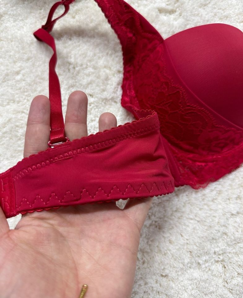 FK Lingerie Dantelli Push-up Balenli İthal Kaliteli Sütyen (Fırsat Ürünü)- 189 Kırmızı - 75B