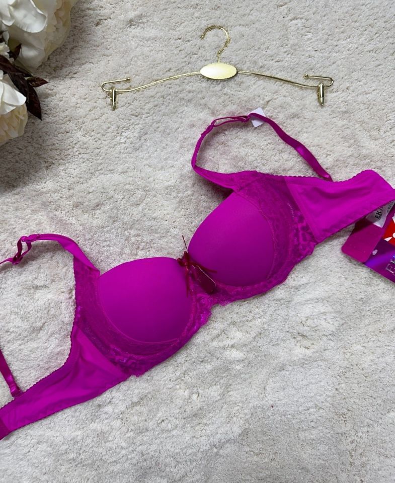 FK Lingerie Dantelli Push-up Balenli İthal Kaliteli Sütyen (Fırsat Ürünü)- 189 Mor - 75B