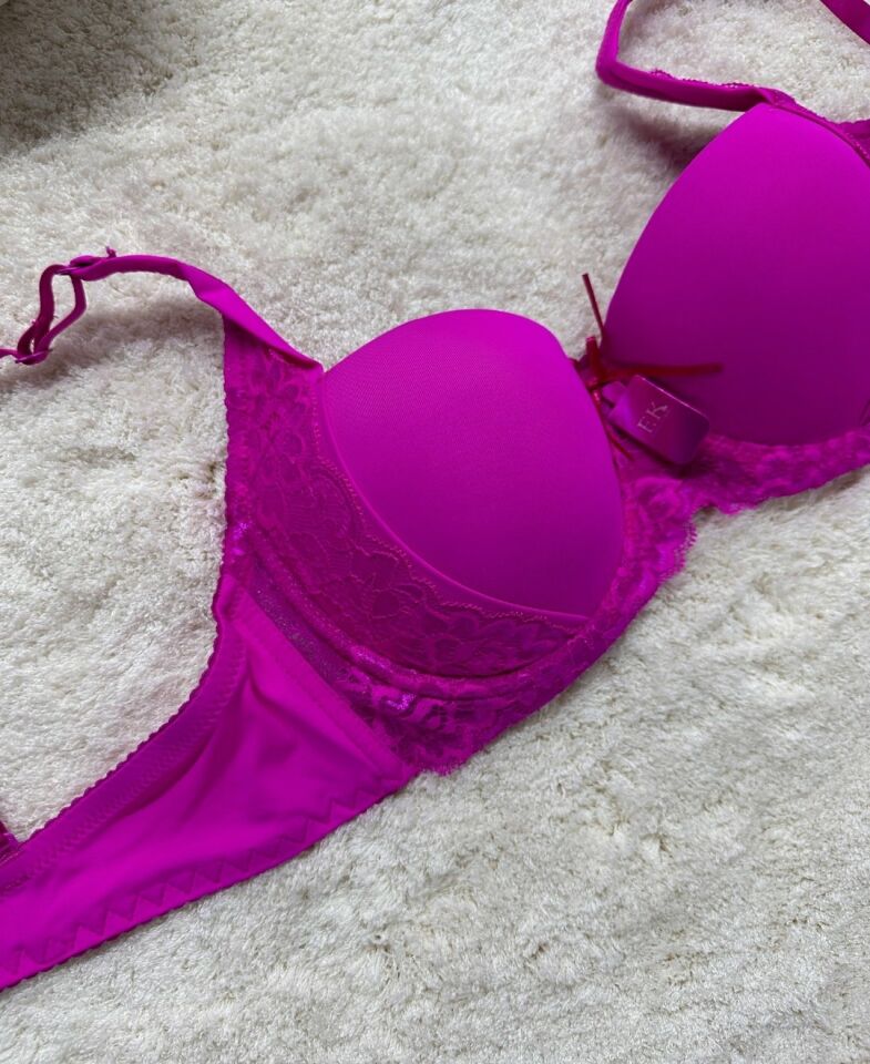 FK Lingerie Dantelli Push-up Balenli İthal Kaliteli Sütyen (Fırsat Ürünü)- 189 Mor - 80B