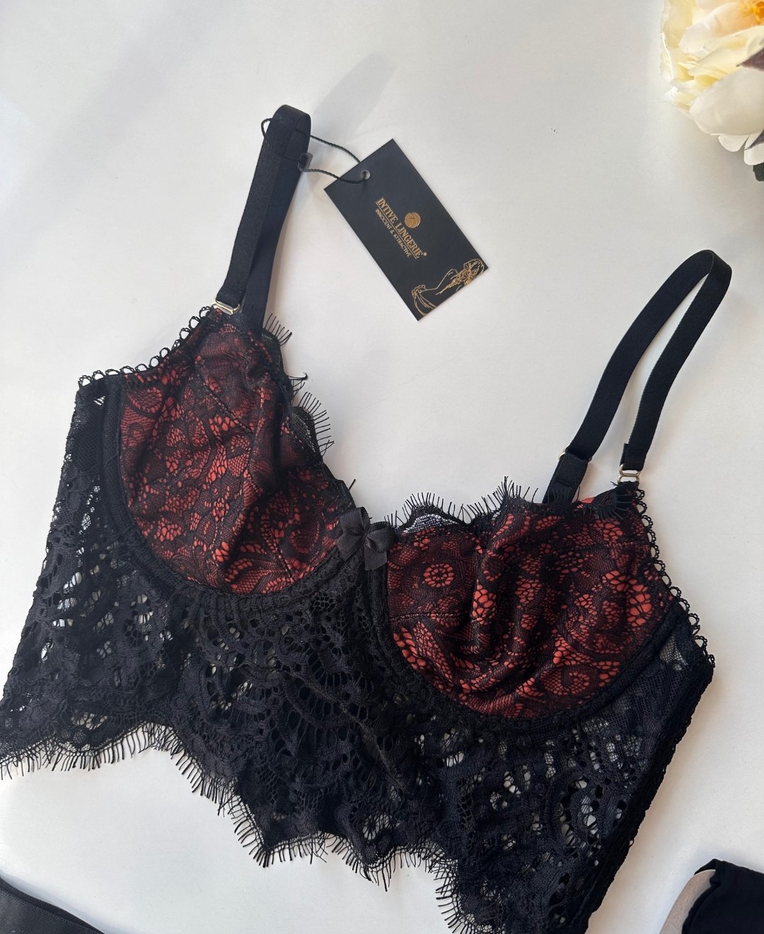 Sakallı Dantelden Balenli Sütyen Jartiyerli String Çoraplı Takım - 10100 Siyah - XL