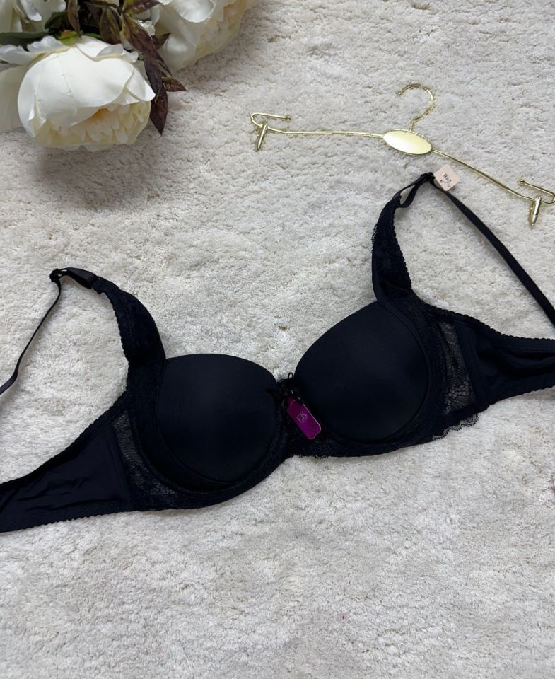 FK Lingerie Dantelli Push-up Balenli İthal Kaliteli Sütyen (Fırsat Ürünü)- 189 Siyah - 85B