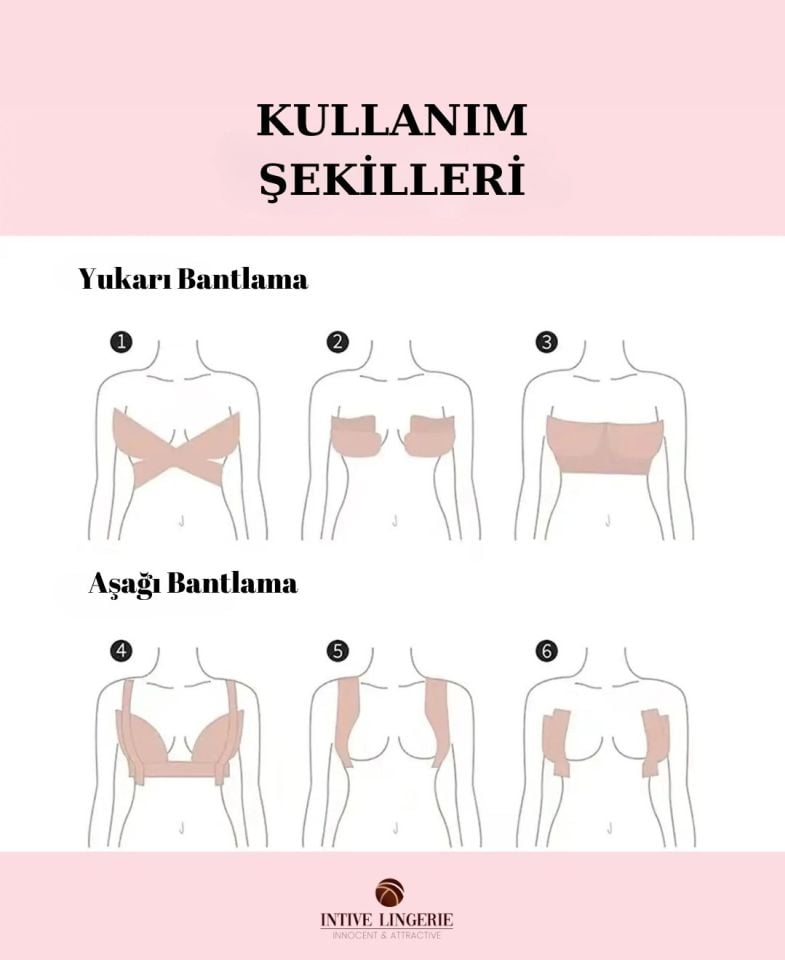 Göğüs Ucu Belli Etmeyen Pamuklu Yapıştırma Meme Kaldırma/Dikleştirme Bandı