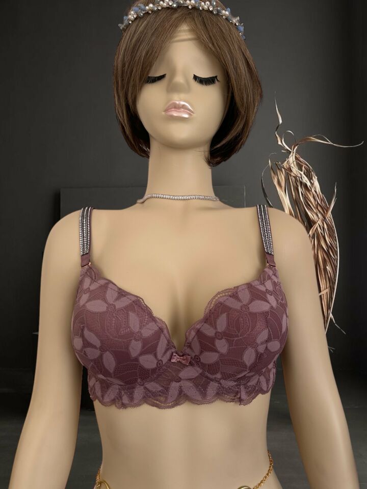 Jasmine Askıları Parlak Taşlı Hafif Destekli Dantelli Soft Cup İthal Sütyen (B-C Cup) Gül Kurusu - 75