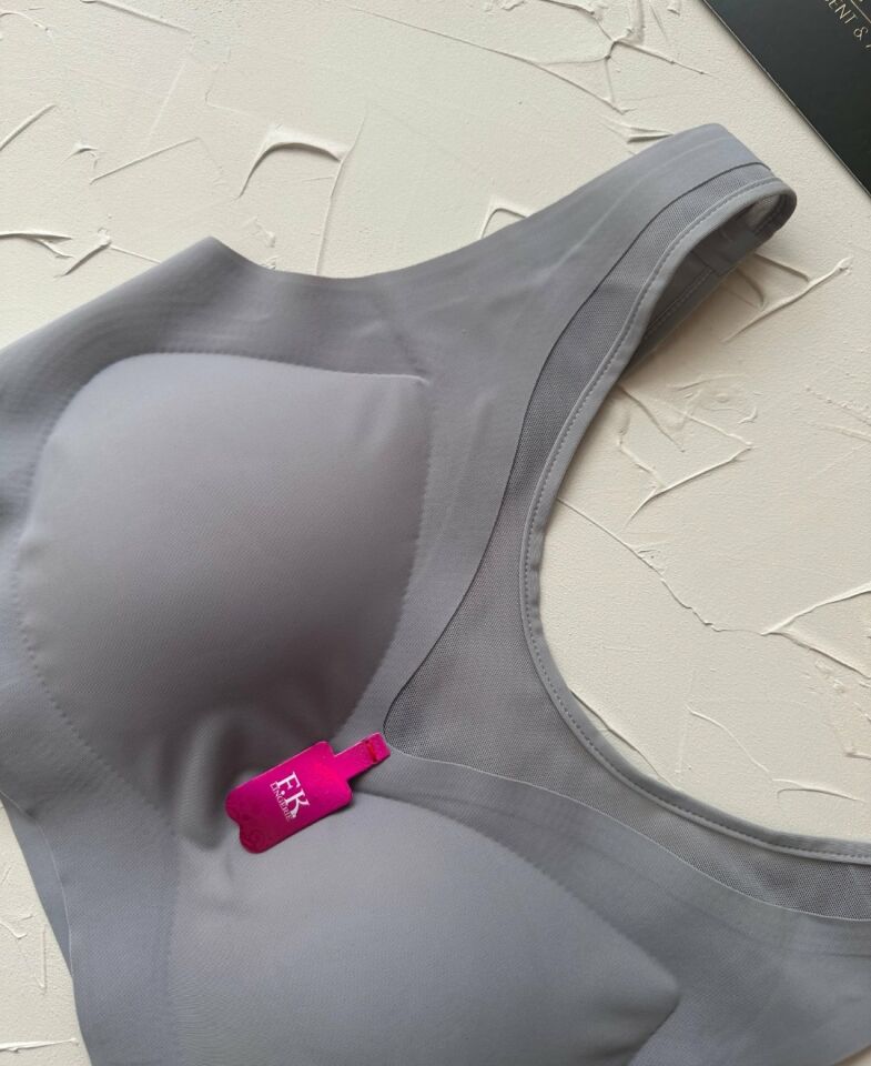 Isabel Tül Detaylı İthal Dikişsiz Balensiz İce-Silk Bralet-Spor Sütyeni -681 Gri - M/L