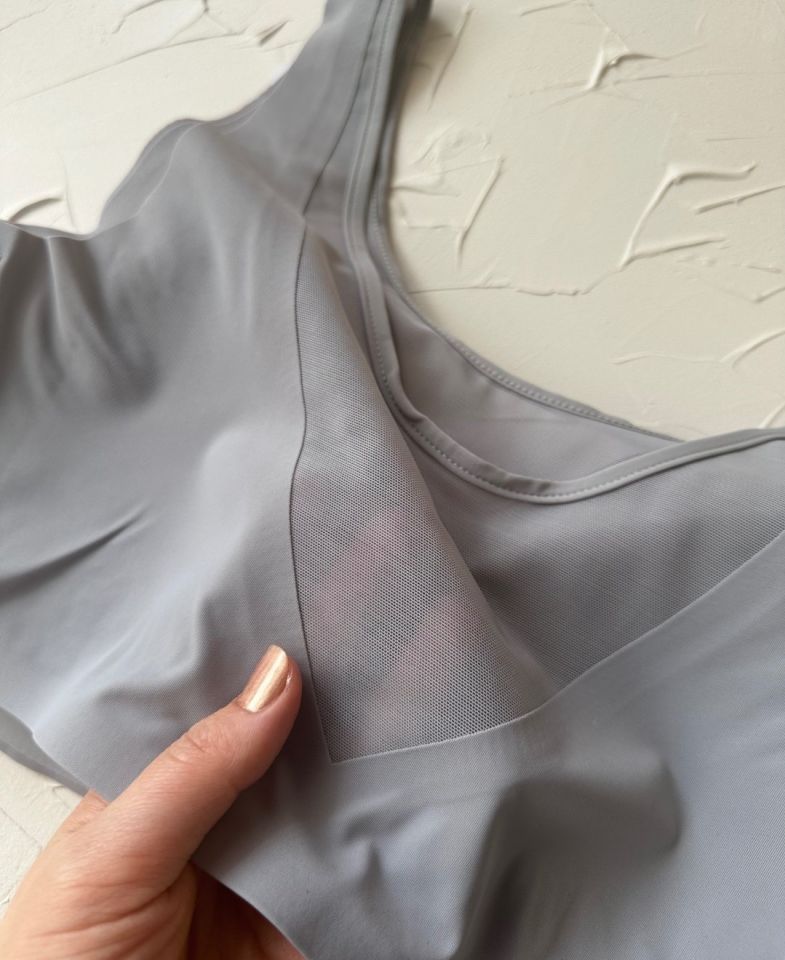 Isabel Tül Detaylı İthal Dikişsiz Balensiz İce-Silk Bralet-Spor Sütyeni -681 Gri - M/L