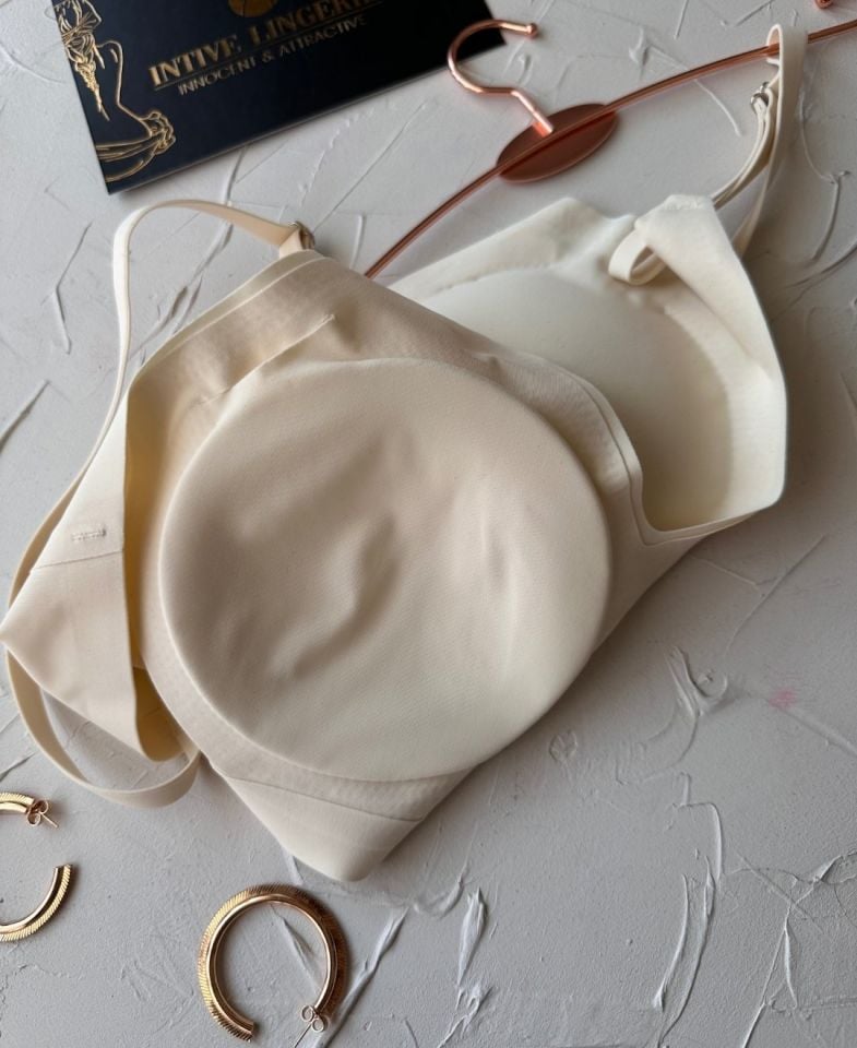 Nessa İnce Askılı Çıkarılabilir Padli Dikişsiz Lazer Kesim İz Yapmaz Kopçasız Bralet-2012 Ekru - XL