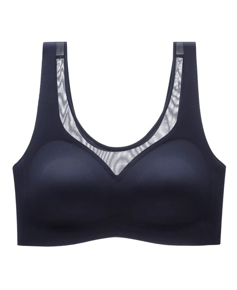 Isabel Tül Detaylı İthal Dikişsiz Balensiz İce-Silk Bralet-Spor Sütyeni -681 Siyah - M/L