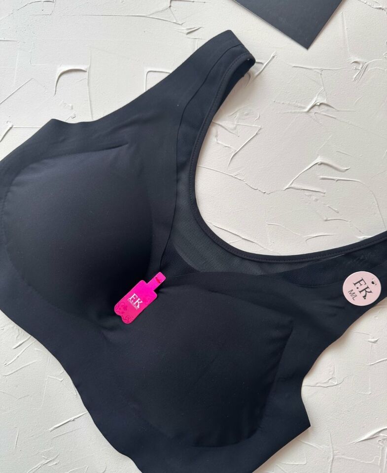 Isabel Tül Detaylı İthal Dikişsiz Balensiz İce-Silk Bralet-Spor Sütyeni -681 Siyah - M/L