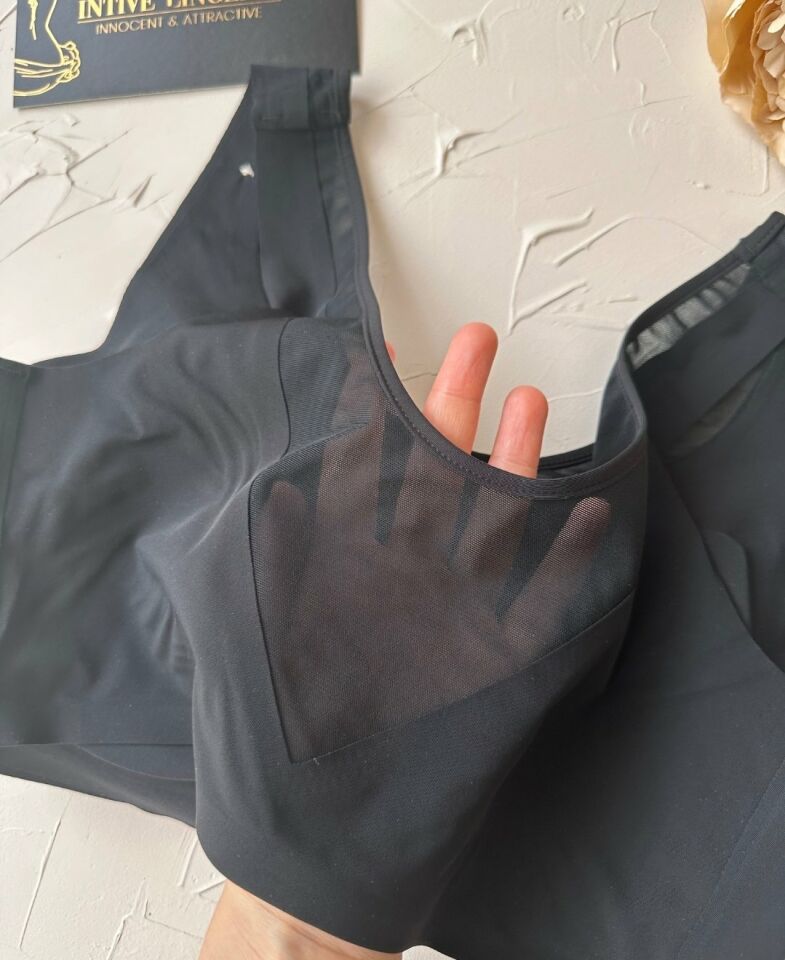 Isabel Tül Detaylı İthal Dikişsiz Balensiz İce-Silk Bralet-Spor Sütyeni -681 Siyah - M/L