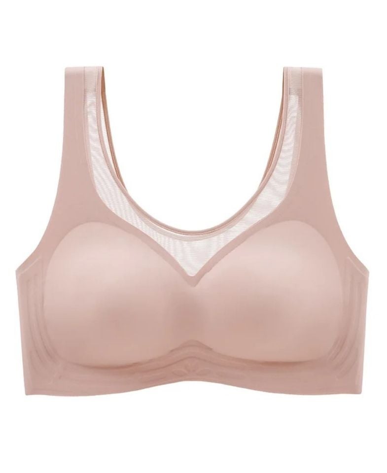 Isabel Tül Detaylı İthal Dikişsiz Balensiz İce-Silk Bralet-Spor Sütyeni -681 Ten Rengi - M/L