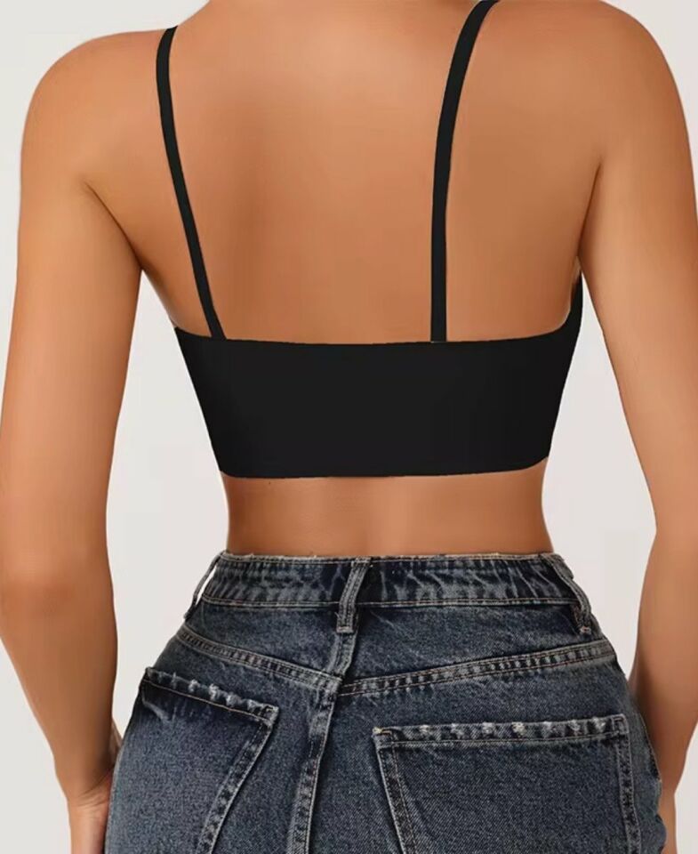 Nessa İnce Askılı Çıkarılabilir Padli Dikişsiz Lazer Kesim İz Yapmaz Kopçasız Bralet-2012 Siyah - L