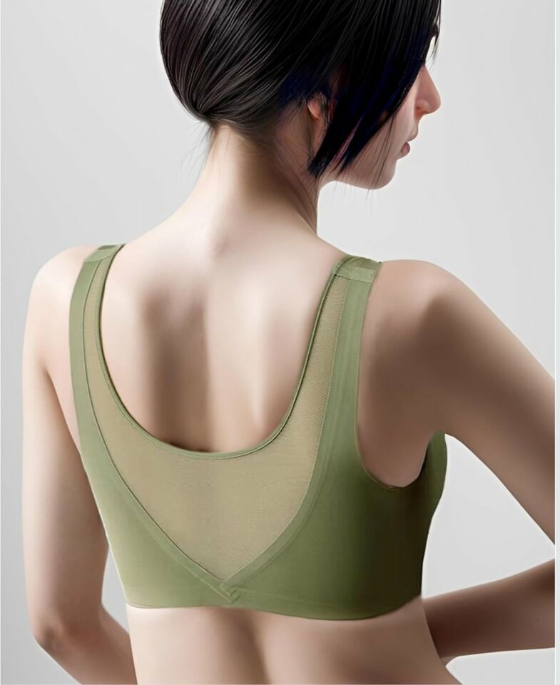 Isabel Tül Detaylı İthal Dikişsiz Balensiz İce-Silk Bralet-Spor Sütyeni -681 Yeşil - M/L