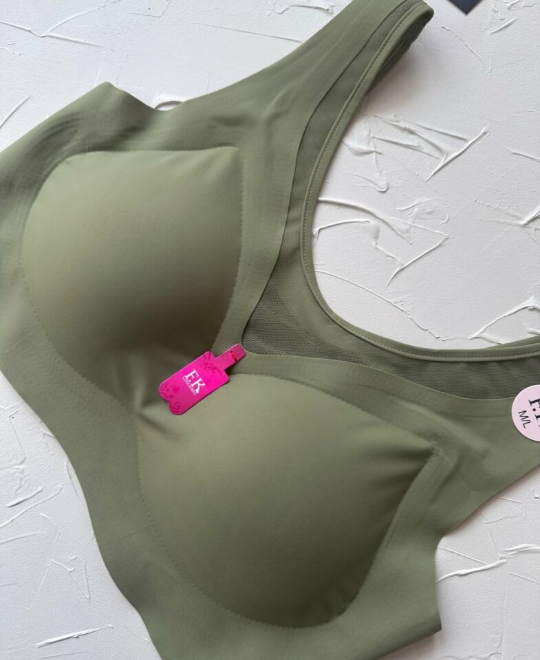 Isabel Tül Detaylı İthal Dikişsiz Balensiz İce-Silk Bralet-Spor Sütyeni -681 Yeşil - M/L