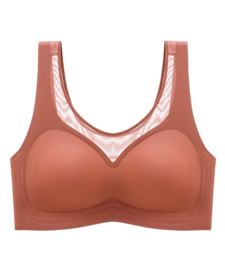 Isabel Tül Detaylı İthal Dikişsiz Balensiz İce-Silk Bralet-Spor Sütyeni -681 Turuncu - M/L