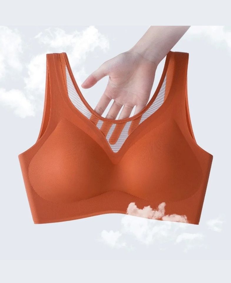 Isabel Tül Detaylı İthal Dikişsiz Balensiz İce-Silk Bralet-Spor Sütyeni -681 Turuncu - M/L